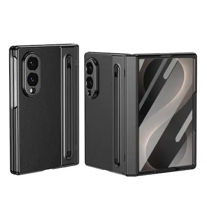 Front. Dteck - Full Body Case for Samsung Galaxy Z Fold8, Rugged Cover with Screen Protector, Hinge Protection & Stylus Pen - Black.