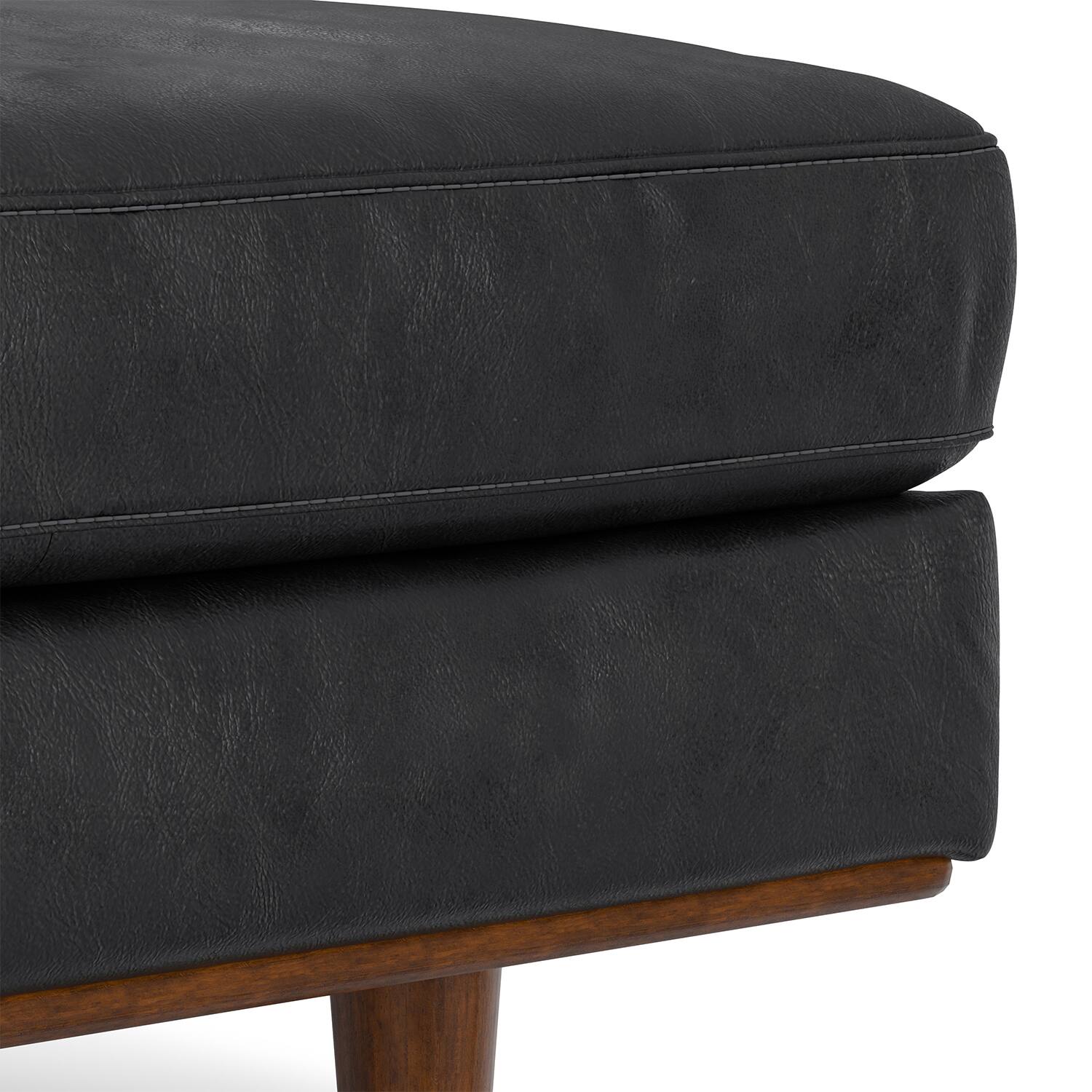 Alt View 2. Simpli Home - Simpli Home Morrison Large Rectangular Ottoman in Graphite Grey Genuine Leather - Graphite Grey.