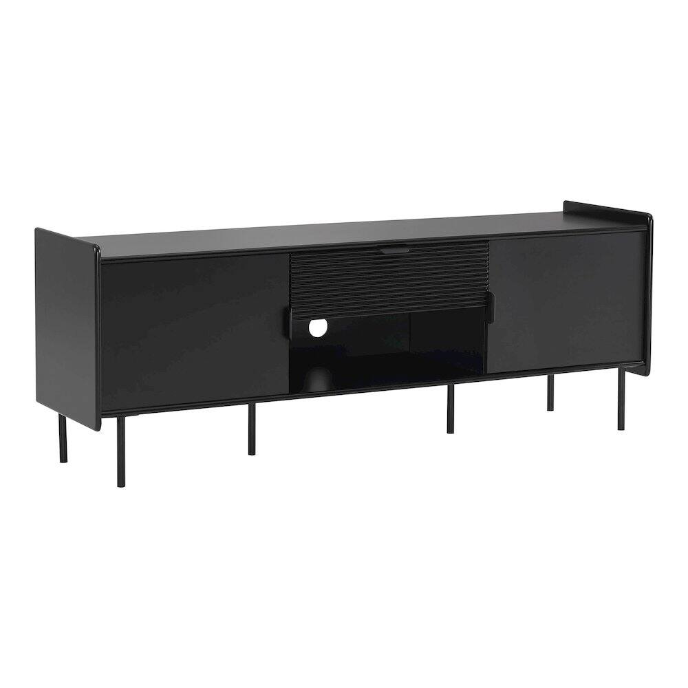Front. Furniture of America - Rainer Modern Black TV Stand with Drawer and Doors - Black.