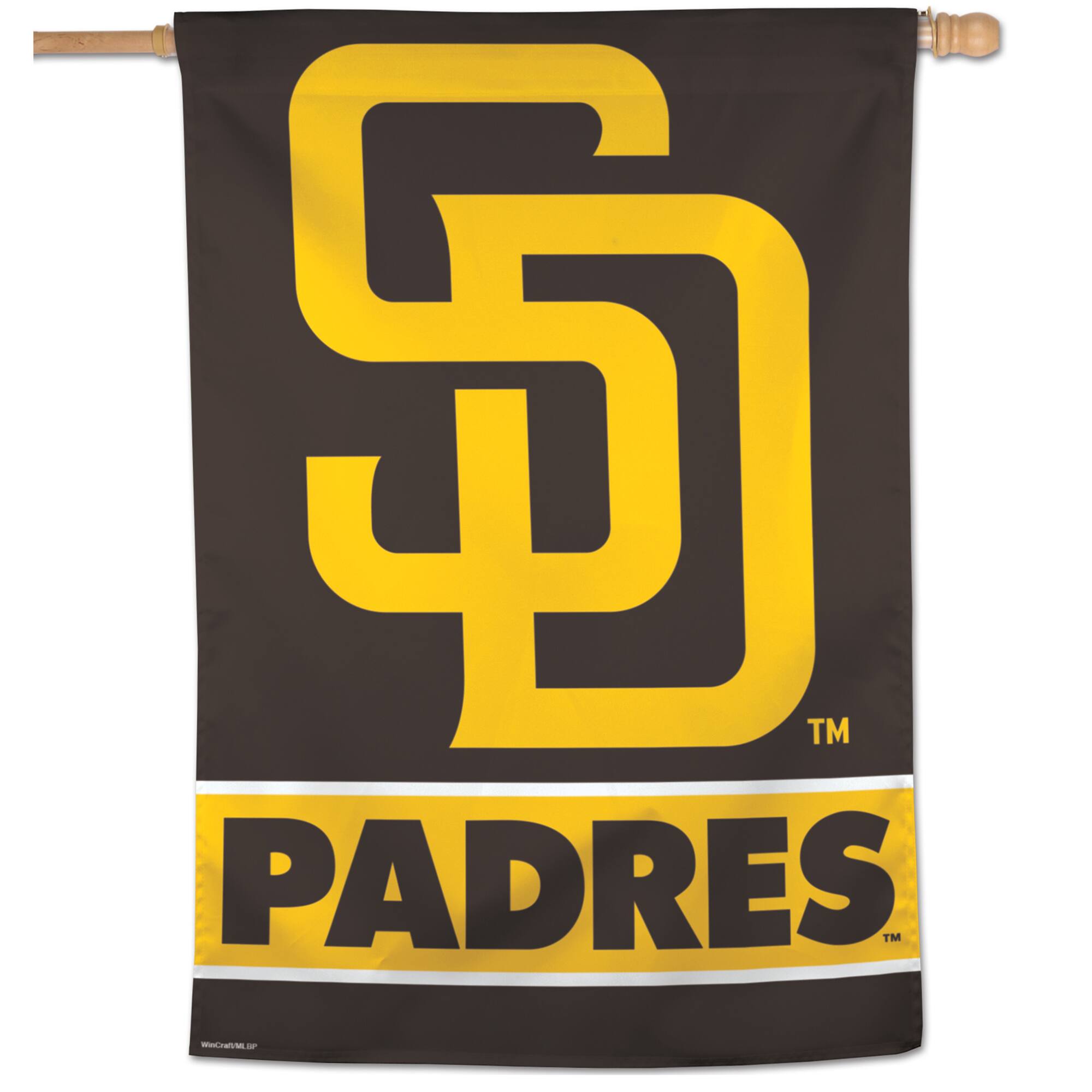 Front. WinCraft - San Diego Padres 28" x 40" Secondary Logo Single-Sided Vertical Banner - Multicolor.