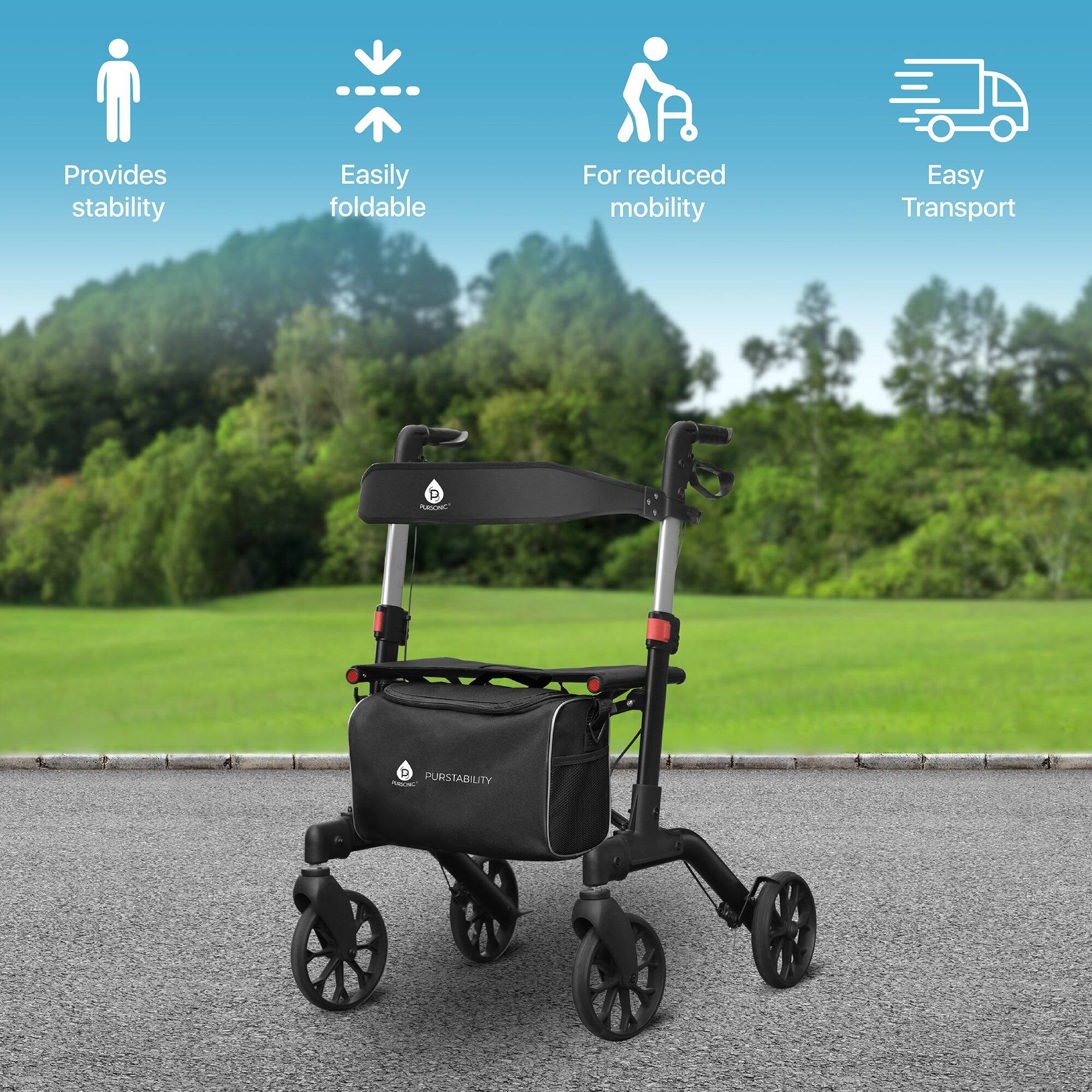 Provides stability, Easily foldable, For reduced mobility, Easy Transport