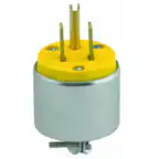 Front. Leviton - Leviton Commercial Armored Ground/Straight Blade Plug 5-15P 18-12 AWG 2 Pole 3 Wire - Yellow.