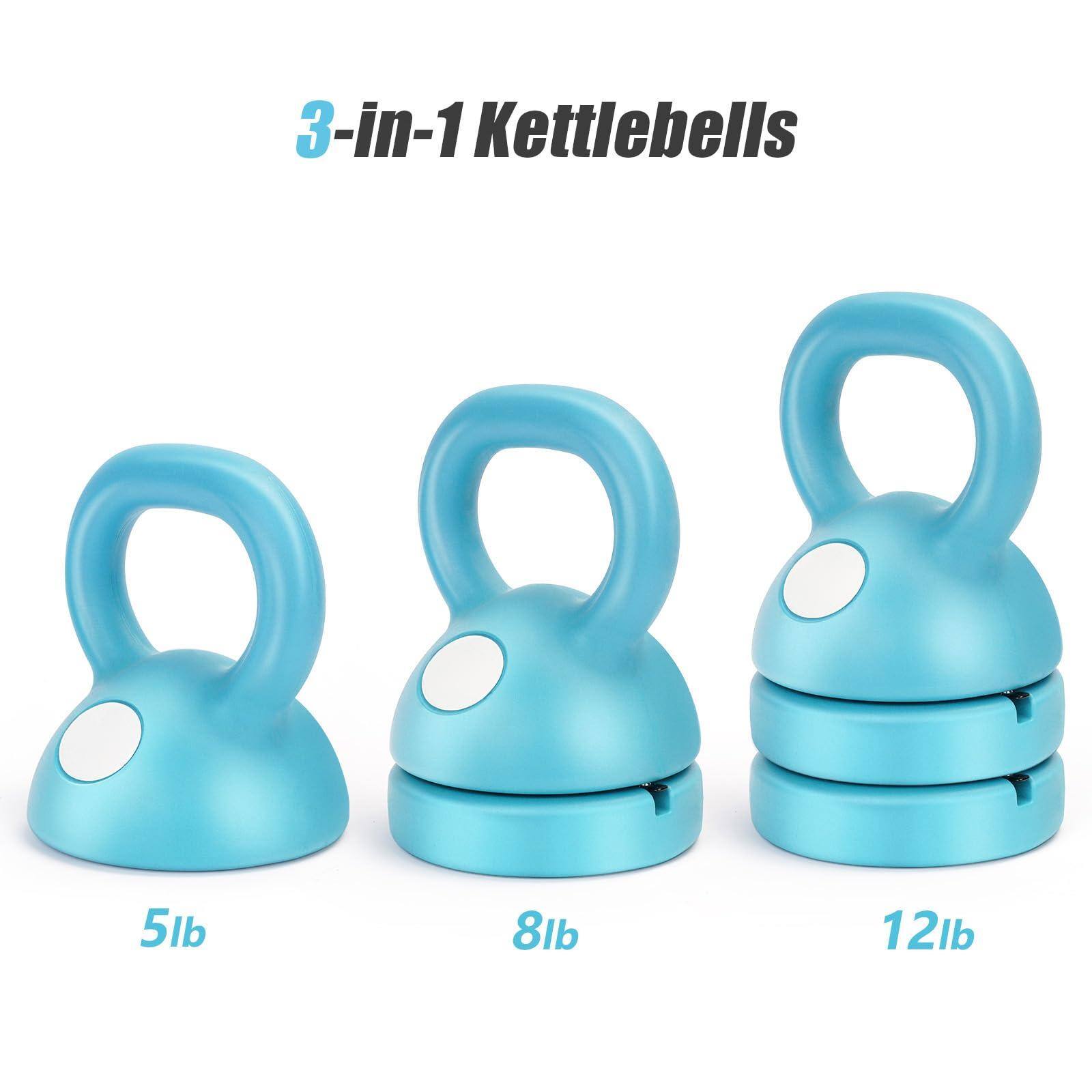 3-in-1 Kettlebells

5lb 8lb 12lb