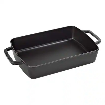 Front. Staub - Staub Cast Iron 12-inch x 8-inch Roasting Pan - Matte Black - Matte Black.