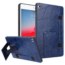 Dteck - Leather Texture Case for Apple iPad mini (5th Generation) 2019, Shockproof Cover with Multi-Angle Stand and Hand Strap - Blue