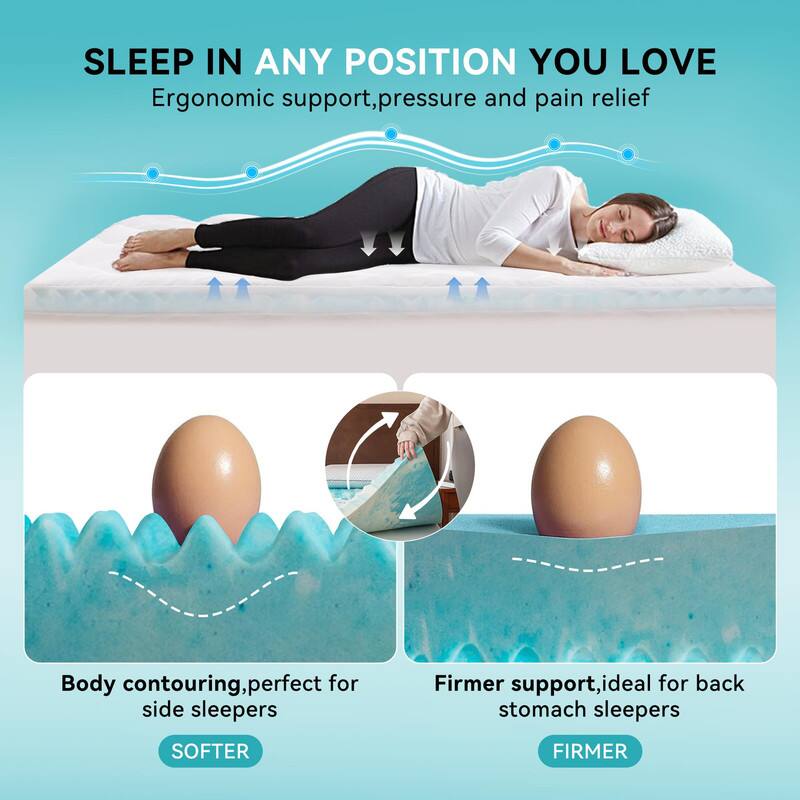 SLEEP IN ANY POSITION YOU LOVE  
Ergonomic support, pressure and pain relief  

Body contouring, perfect for side sleepers  
SOFTER  

Firmer support, ideal for back stomach sleepers  
FIRMER