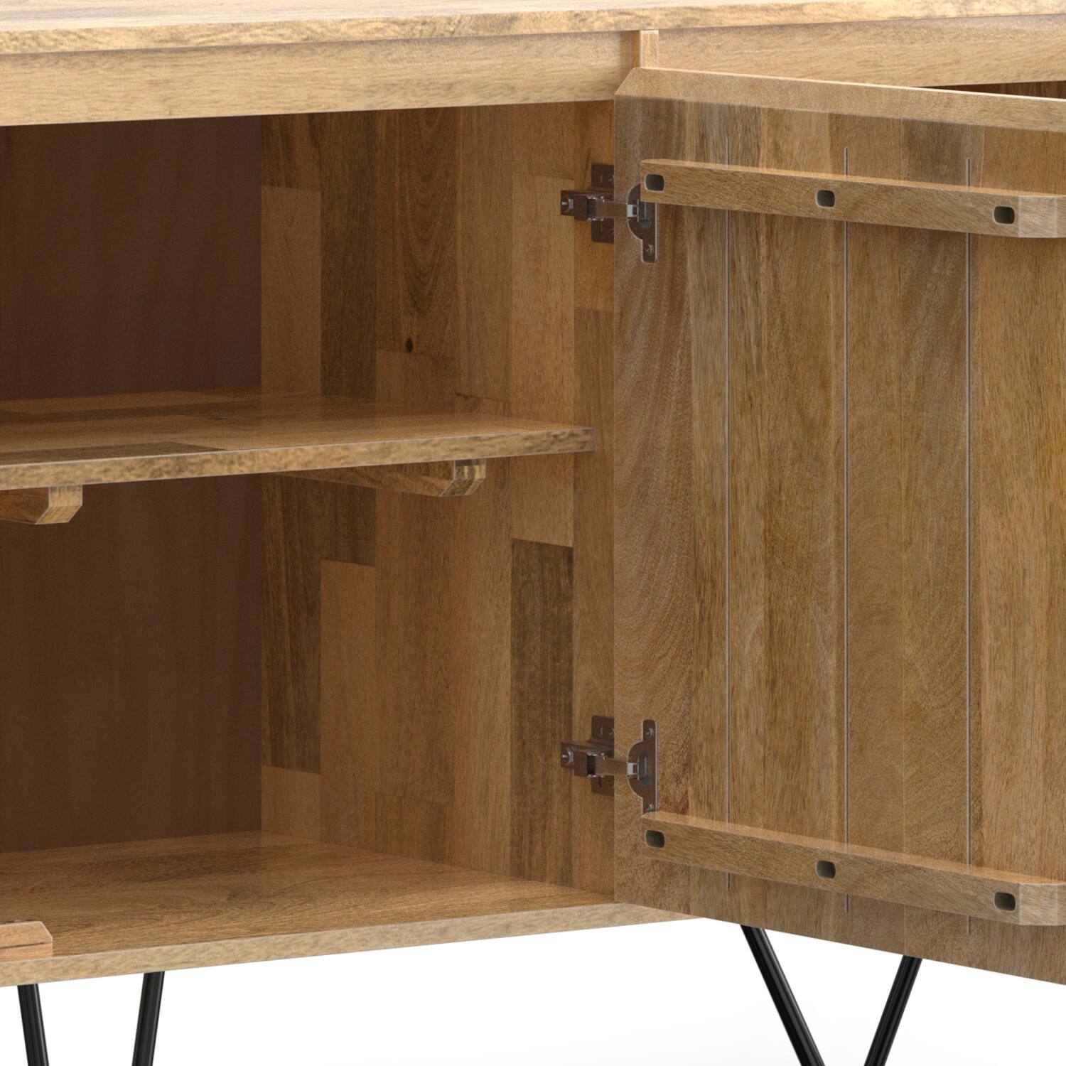 Alt View 5. Simpli Home - Hunter SOLID MANGO WOOD 3 Door Sideboard Buffet in Natural - Natural.