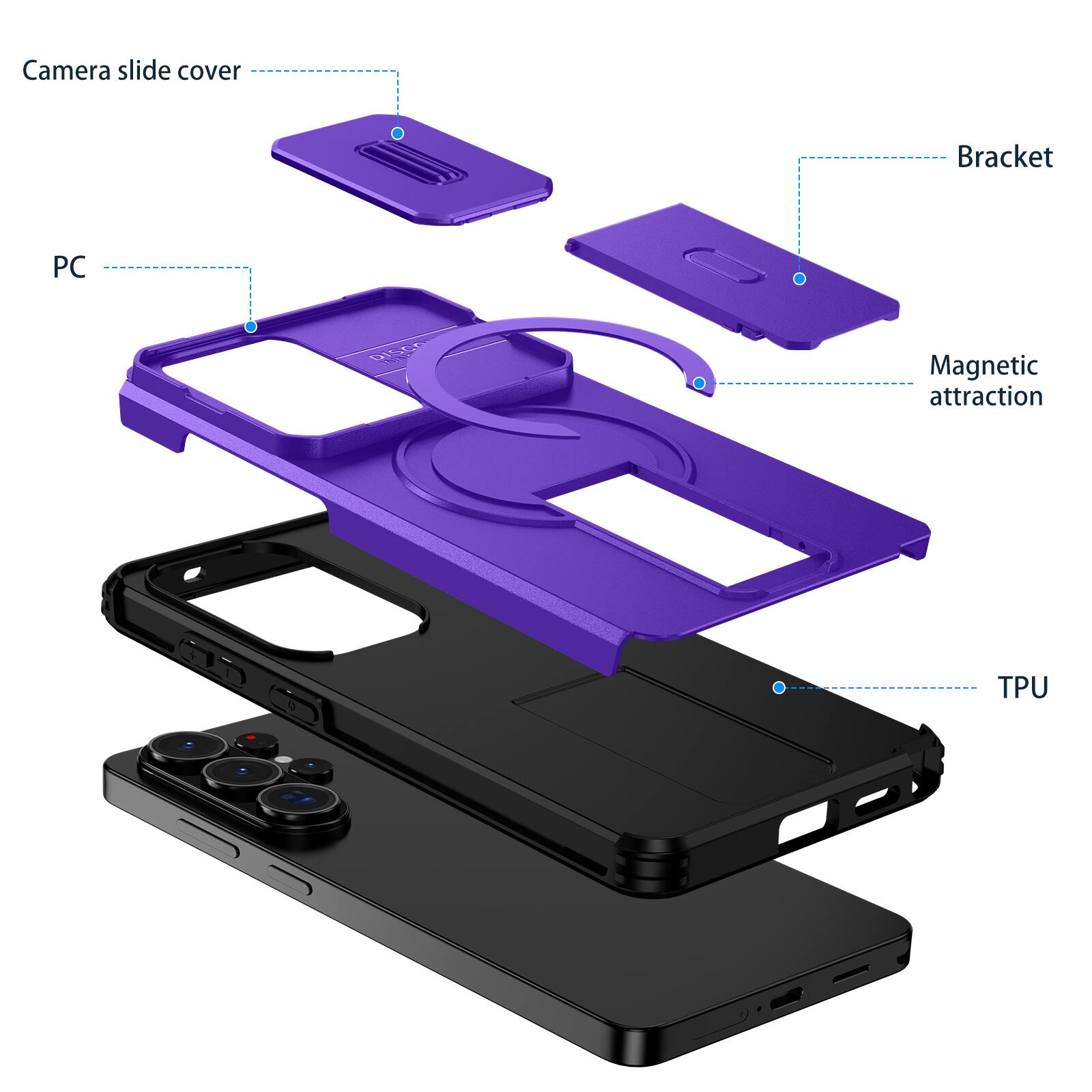 Camera slide cover  
Bracket  
PC  
Magnetic attraction  
TPU