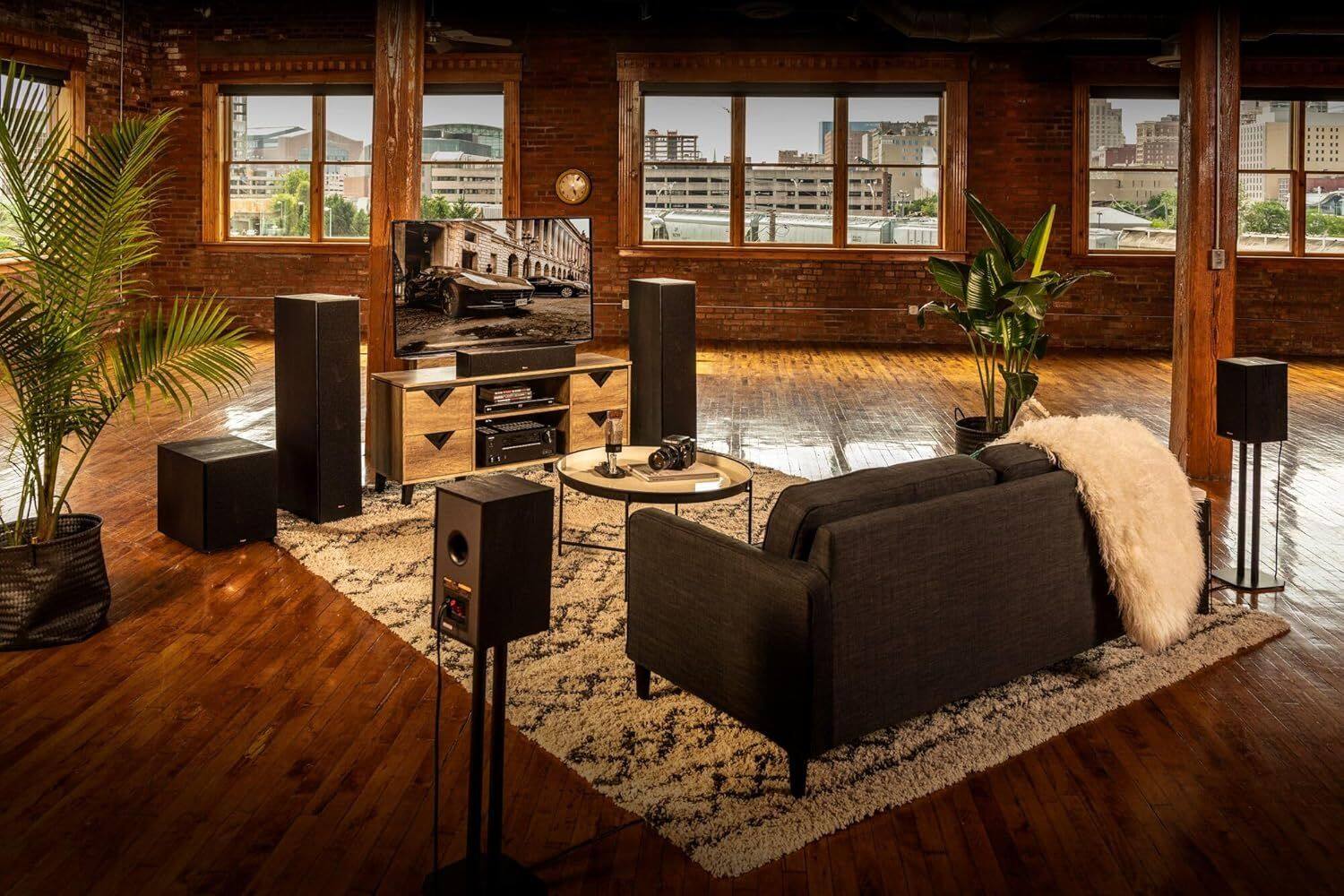 Left. Klipsch - Klipsch R-8SW 8" Compact Subwoofer with All-Digital Amplifier (Brushed Black) - Black.