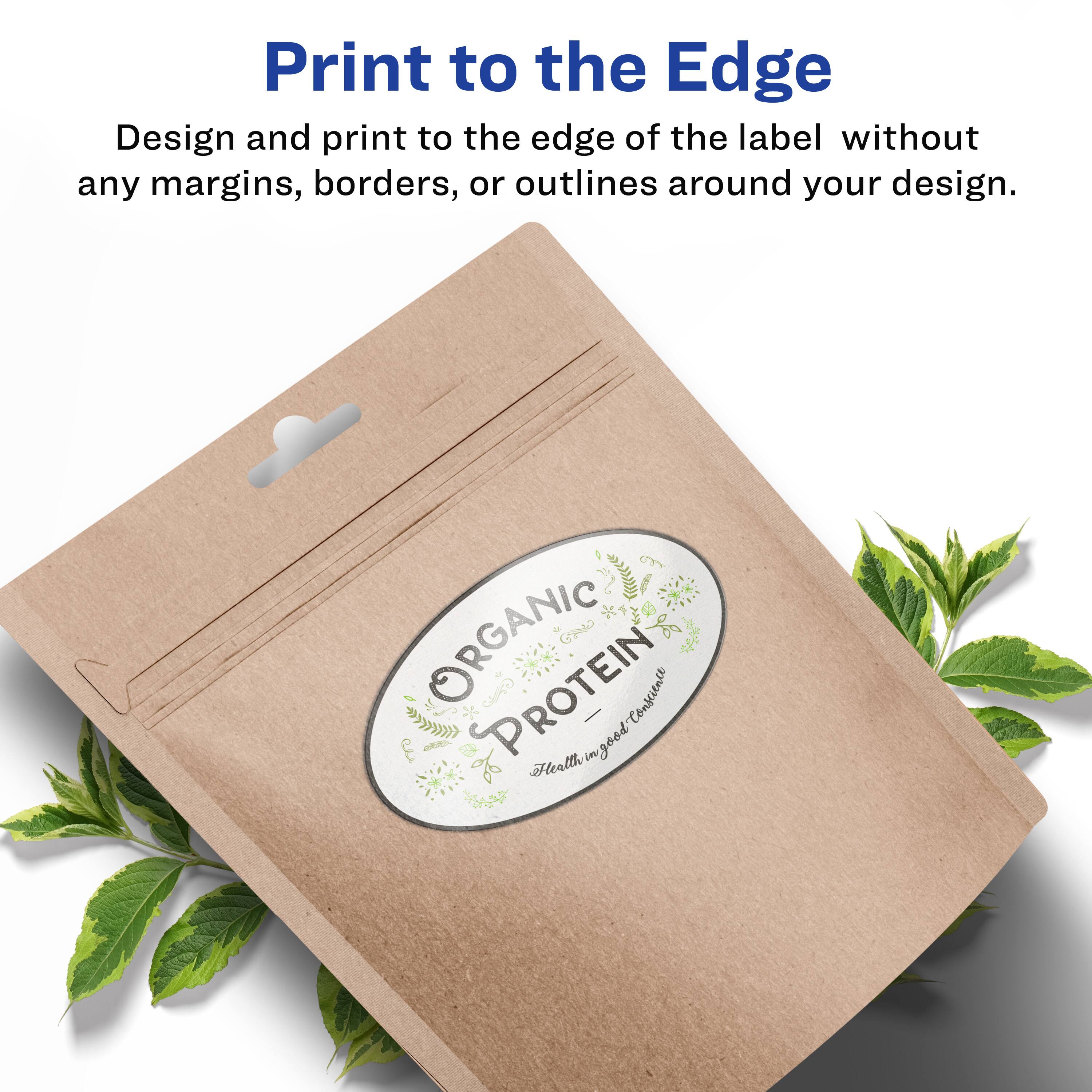Print to the Edge  
Design and print to the edge of the label without any margins, borders, or outlines around your design.  

ORGANIC PROTEIN  
Consilience  
YD  
good Health