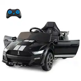 Costway - 12V Licensed Ford Mustang Shelby GT500 Kids Ride on Car with Remote Control - Black