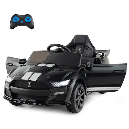 Front. Costway - Costway 12V Licensed Ford Mustang Shelby GT500 Kids Ride on Car with Remote Control - Black.