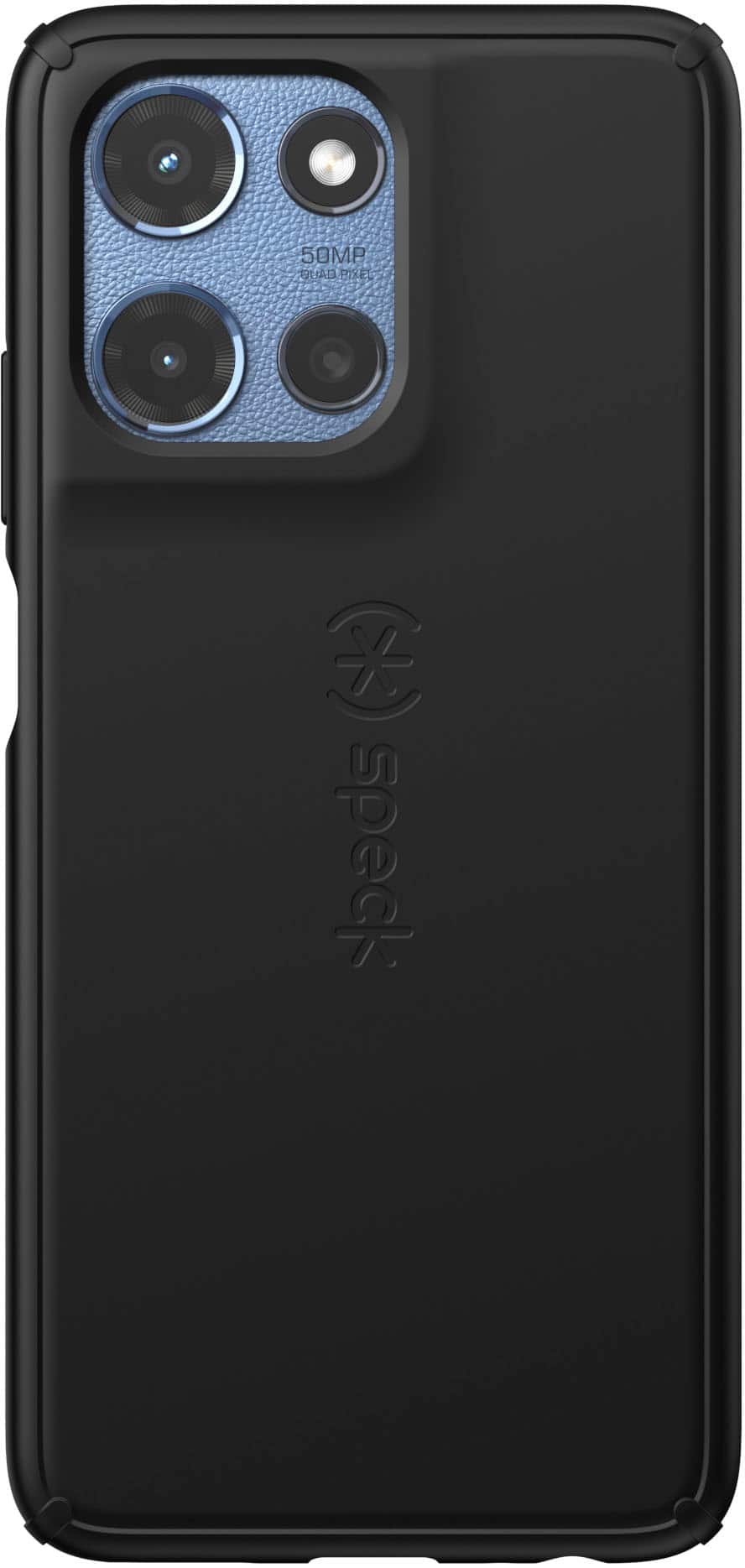 The text on the image reads "50MP Quad P7XE E Speck." This suggests that the image features a cell phone case with a 50-megapixel camera, which is a quad camera setup. The case is made by the brand "Speck."
