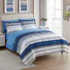 Front. Sweet Home Collection - 7 Piece Mediterranean Bed in a Bag Printed Comforter & Sheet Set - King - Multicolored.