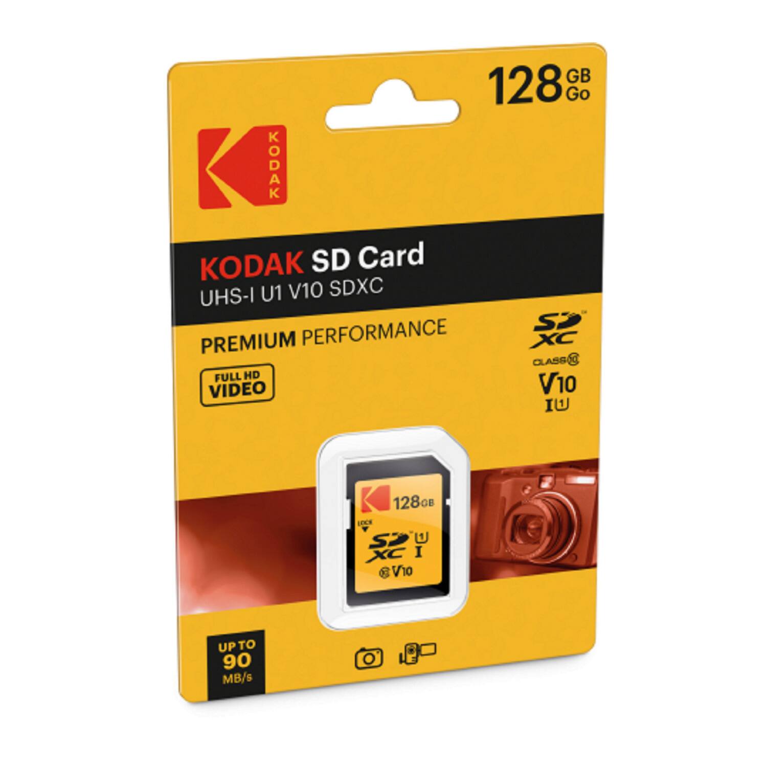 GB 128 Go KODAK SD Card UHS-I U1 V10 SDXC S2 PREMIUM PERFORMANCE FULL HD VIDEO UP TO 90 MB/s