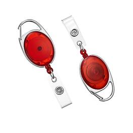 Staples - Carabiner Name Badge Reels, 30" Retractable Cord Length, Metal, 10/Pack - Red