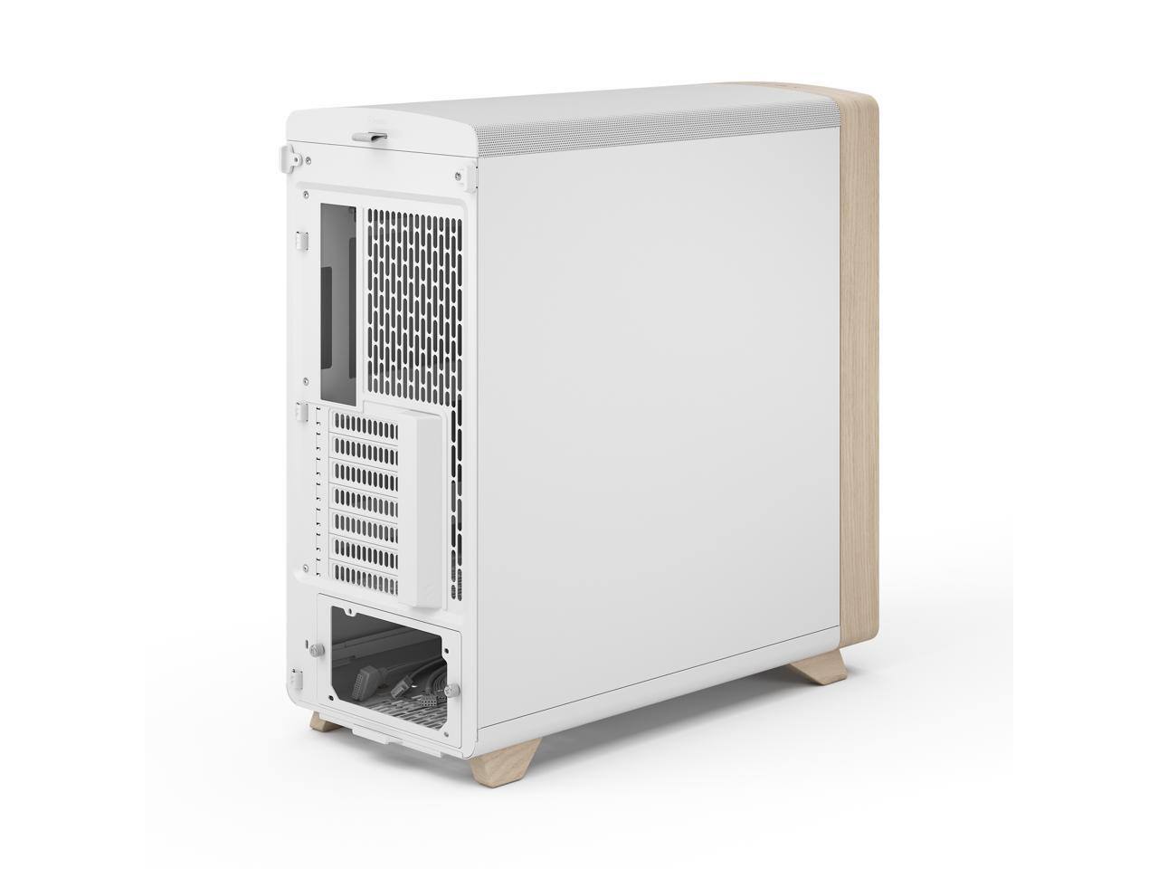 Alt View 4. Fractal Design - Fractal Design Summit Chalk White/Light Oak ATX Case w/ 3 Momentum 14 Fans, E-ATX/mATX/ITX Support - Chalk White.