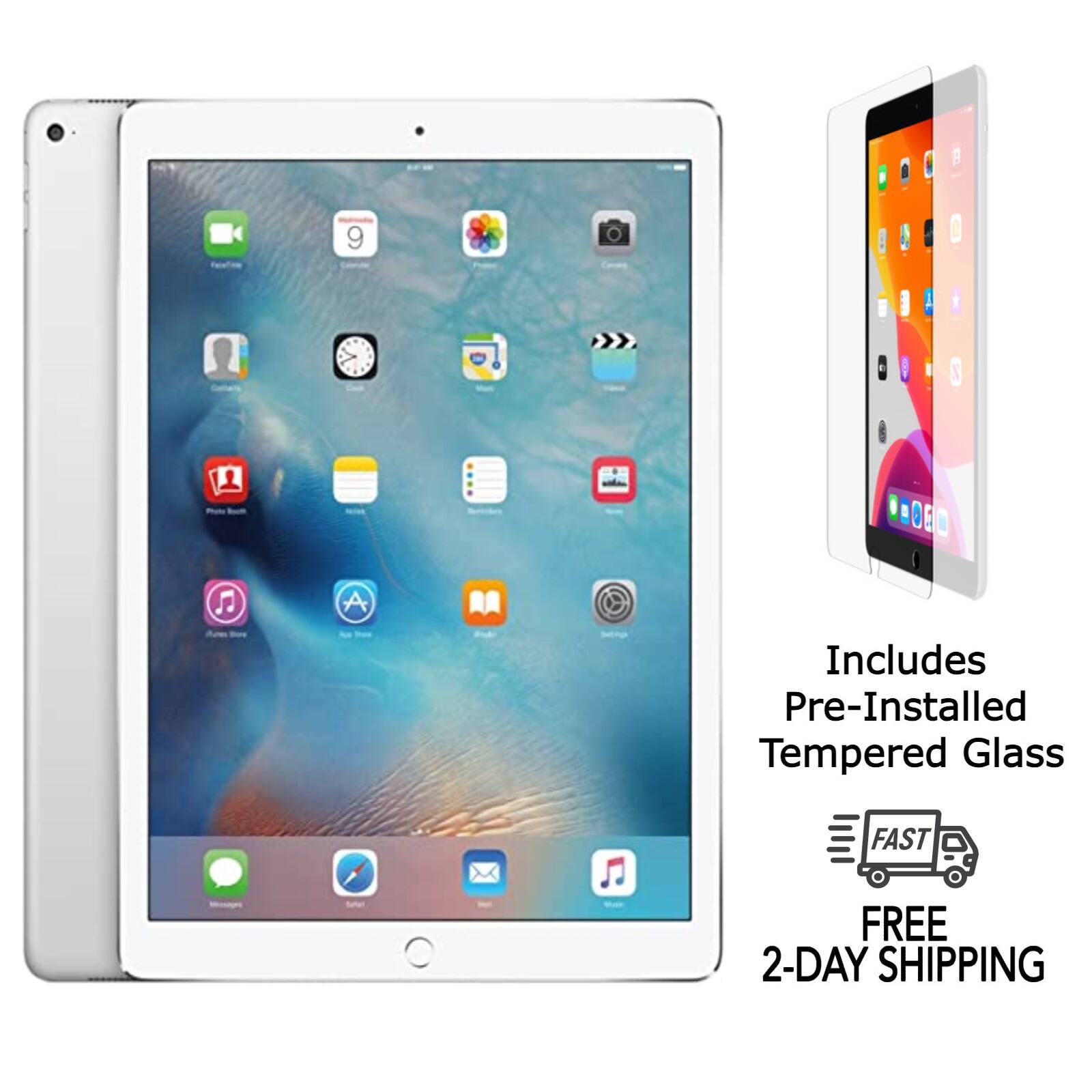 Apple - Refurbished Excellent - Refurbished iPad Pro 12.9" (1st Gen) A1584 (WiFi) 32GB w/ Pre-Installed Tempered Glass - Silver