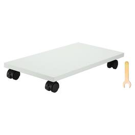 Unique Bargains - 8x16in PC Stand, Computer Tower Stand Wood CPU Holder Under Desk Mobile Cart 4 Caster Wheel for Floor Carpet - White