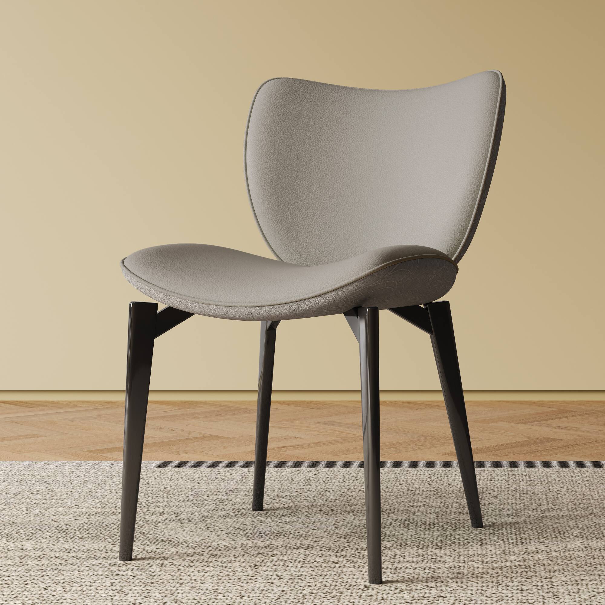 Alt View 2. GOODSILO - Modern Dining Chair with PU Leather Upholstery and Metal Frame for Kitchen and Dining Room, Set of 2 - Gray.