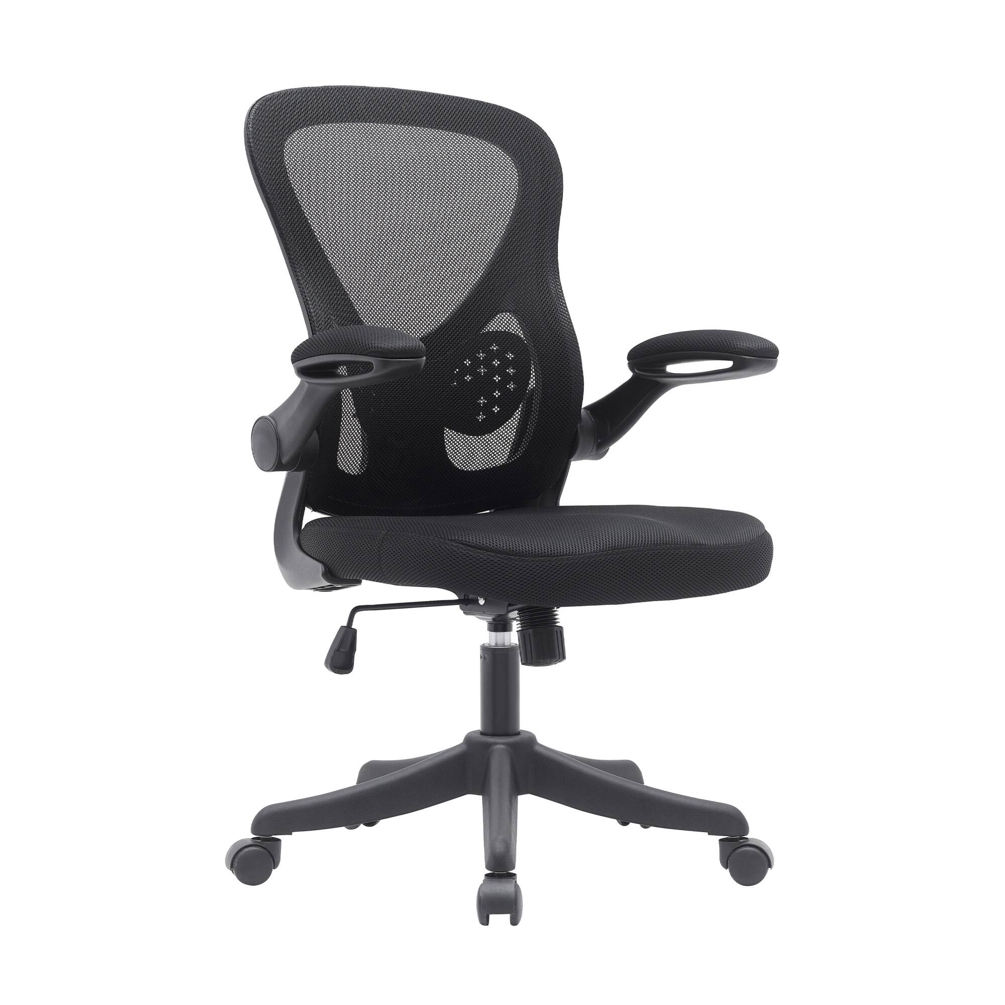 Angle. GOODSILO - Ergonomic Mesh Office Chair with Adjustable Lumbar Support and Flip-Up Arms for Enhanced Comfort - Black.