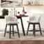 Alt View 3. Costway - 4 PCS Counter Height Bar Stools Fabric Upholstered Island Stools with 360° Swivel Seat - Beige/Brown.