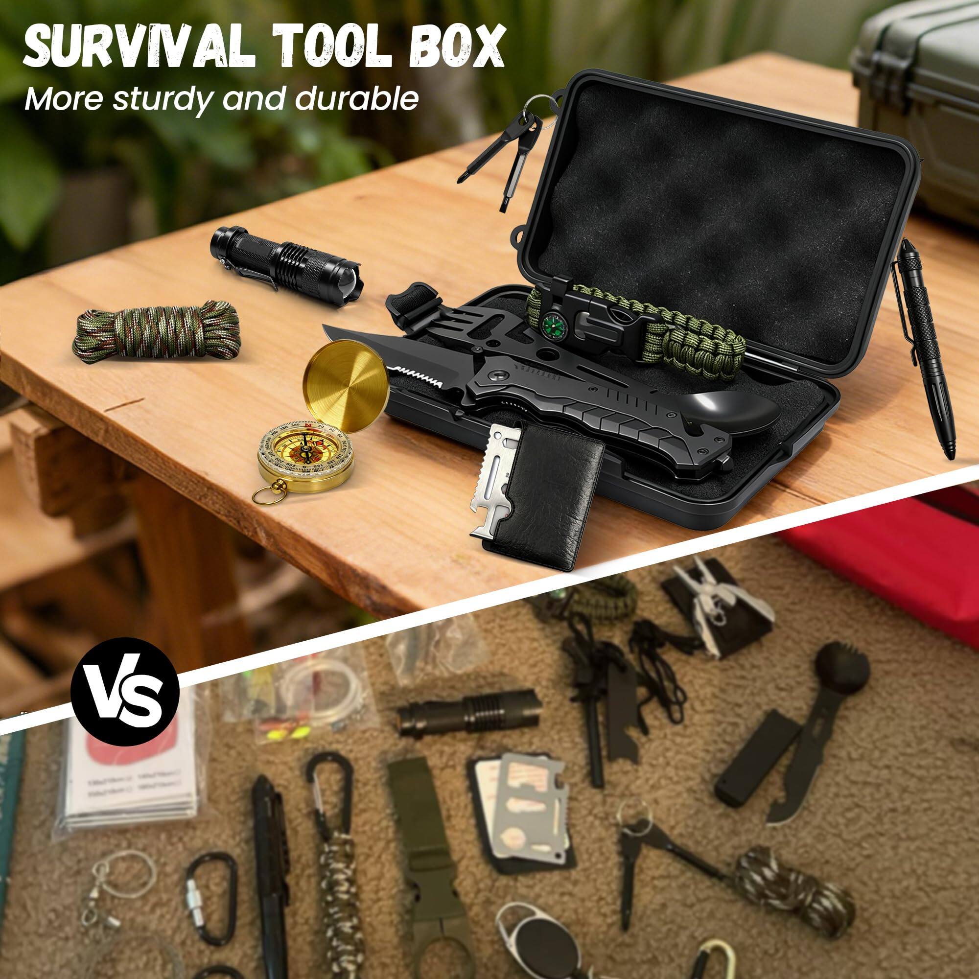 SURVIVAL TOOL BOX  
More sturdy and durable  

VS  

SURVIVAL TOOL BOX  
More sturdy and durable