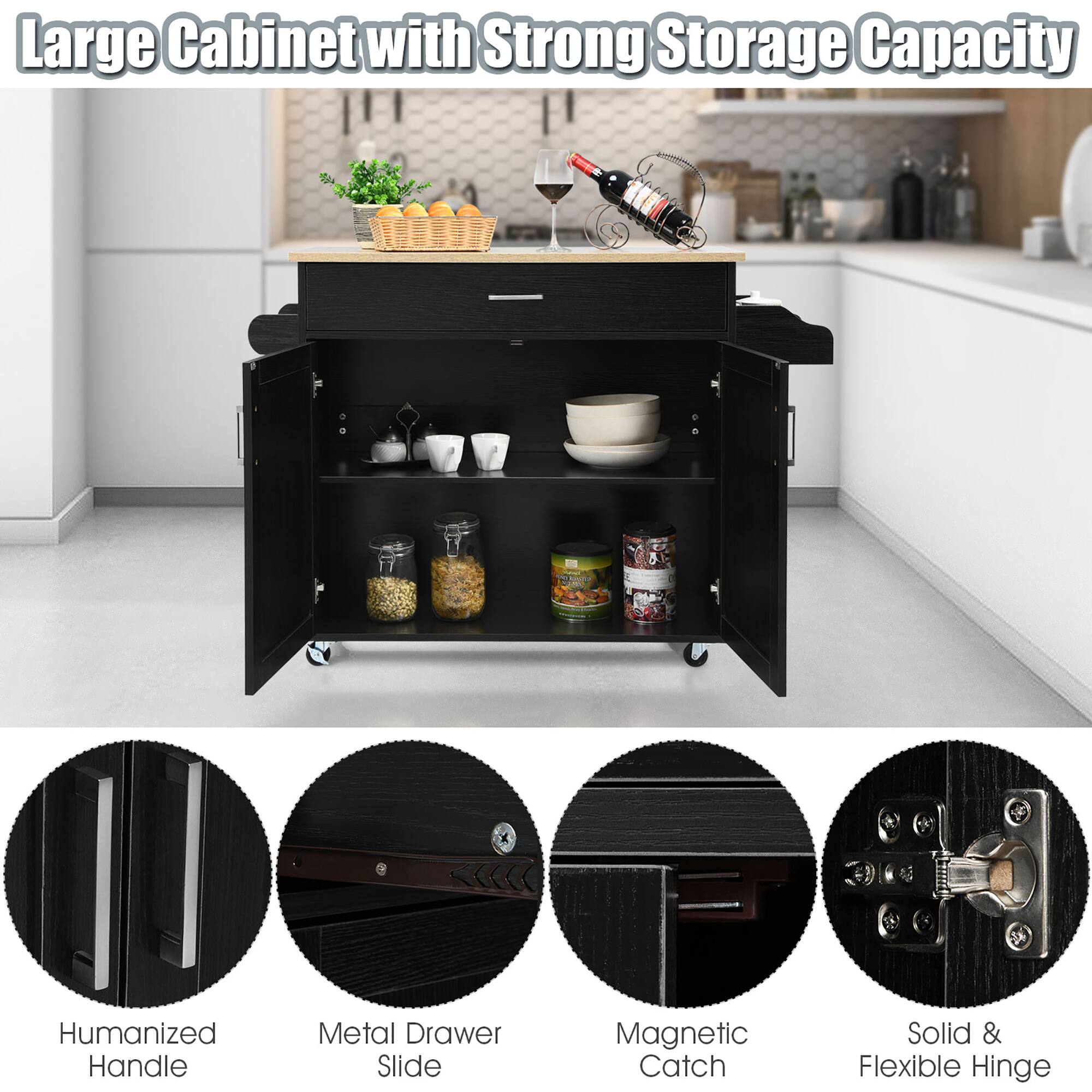 Large Cabinet with Strong Storage Capacity

- Humanized Handle
- Metal Drawer Slide
- Magnetic Catch
- Solid & Flexible Hinge