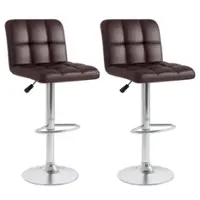 Costway - Modern Swivel Bar Stools Set of 2 with Heavy-duty Metal Base & Footrest Back - Brown - Front_Zoom