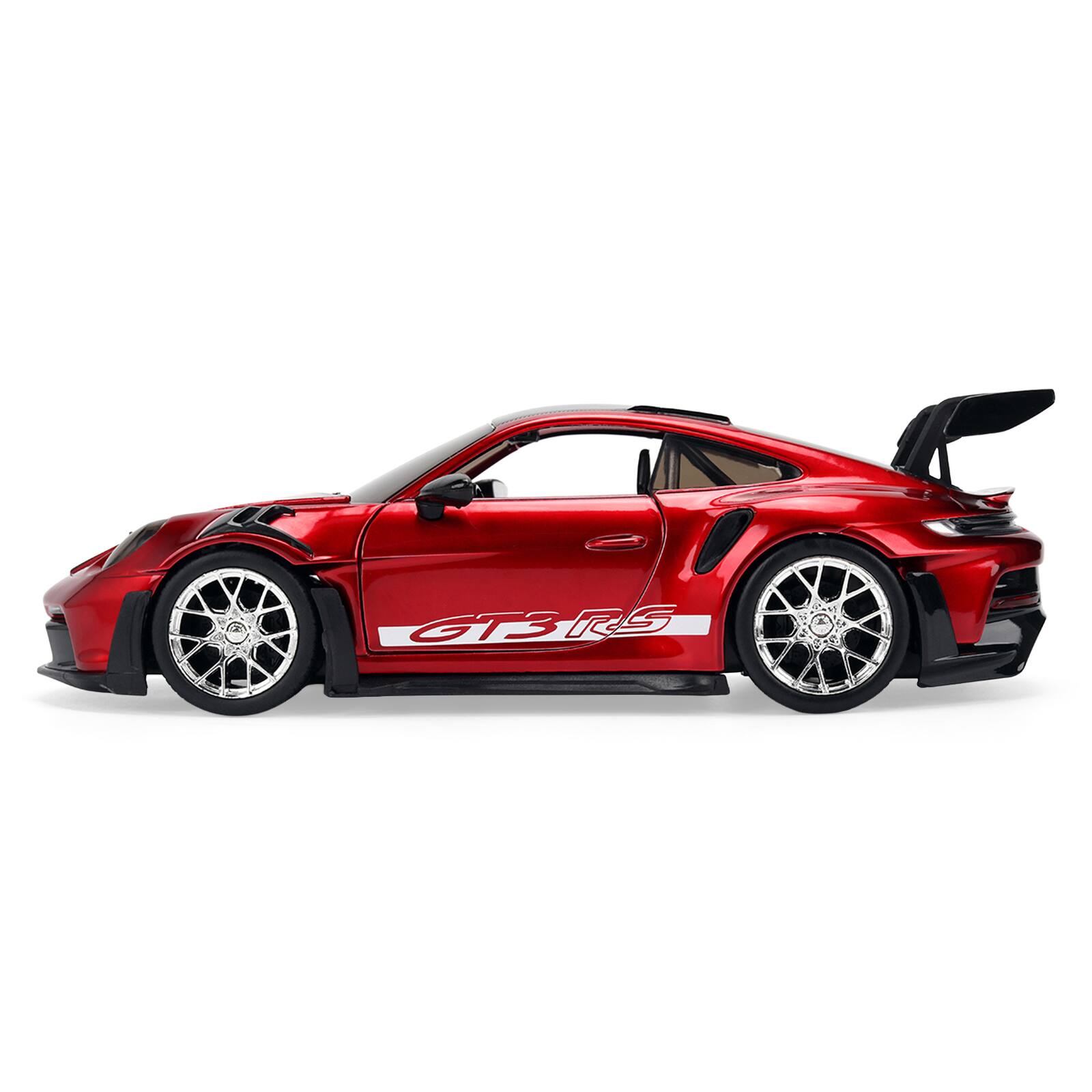 Alt View 2. Jada - Porsche 911 (992) GT3 RS Red Chrome with Carbon Top and Hood Stripes "Hyper-Spec" Series 1/24 Diecast Model Car by Jada.