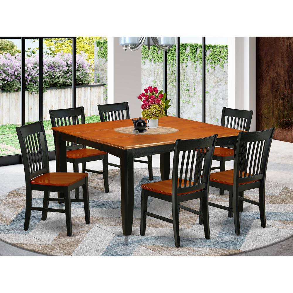 Left. East West Furniture - Dining Room Set Black & Cherry - Brown.