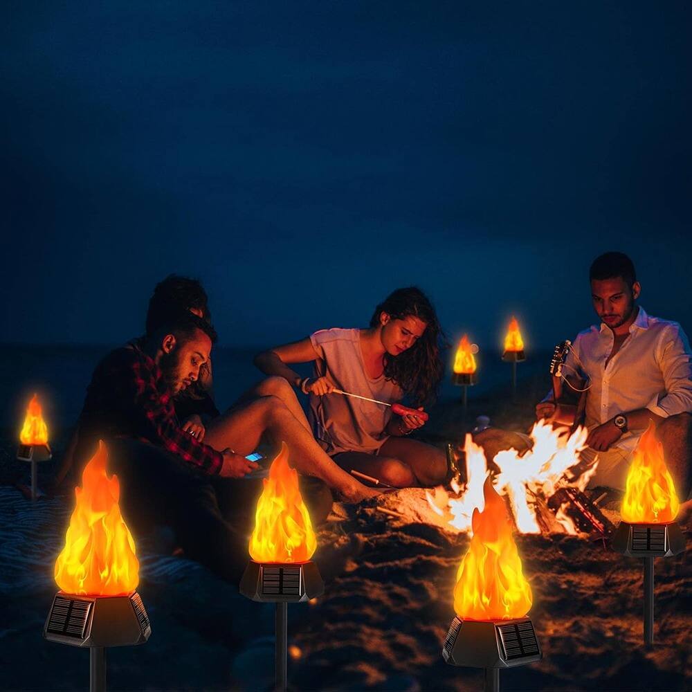 Angle. MOSZAR LLC - Four-piece solar outdoor torch lights with flickering flames, waterproof LED - Flame.