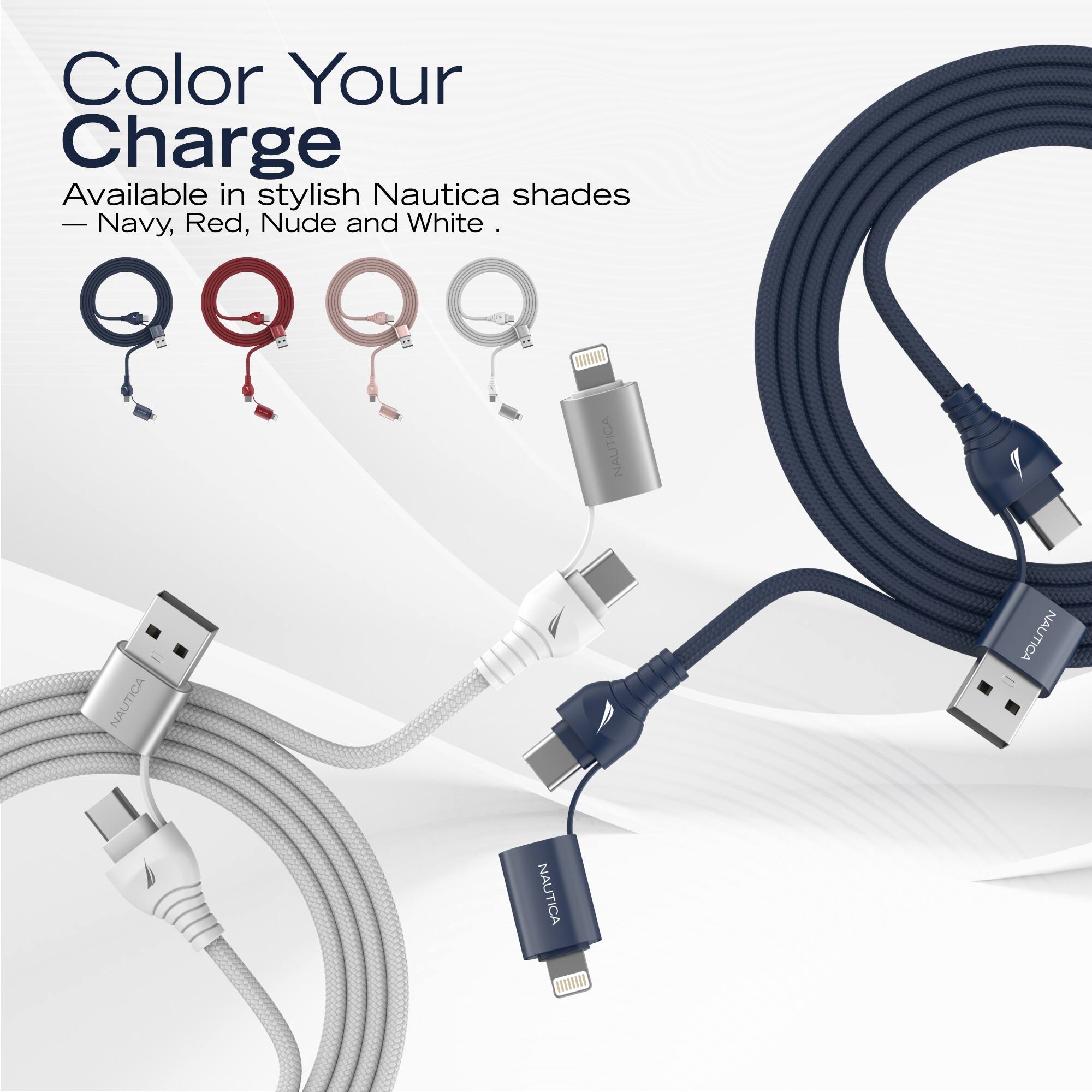 Color Your Charge

Available in stylish Nautica shades - Navy, Red, Nude and White.