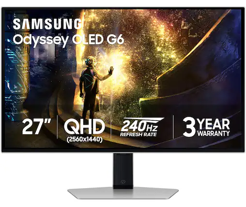 SAMSUNG Odyssey OLED G6 27" QHD 240Hz REFRESH RATE (2560x1440) 3 YEAR WARRANTY
