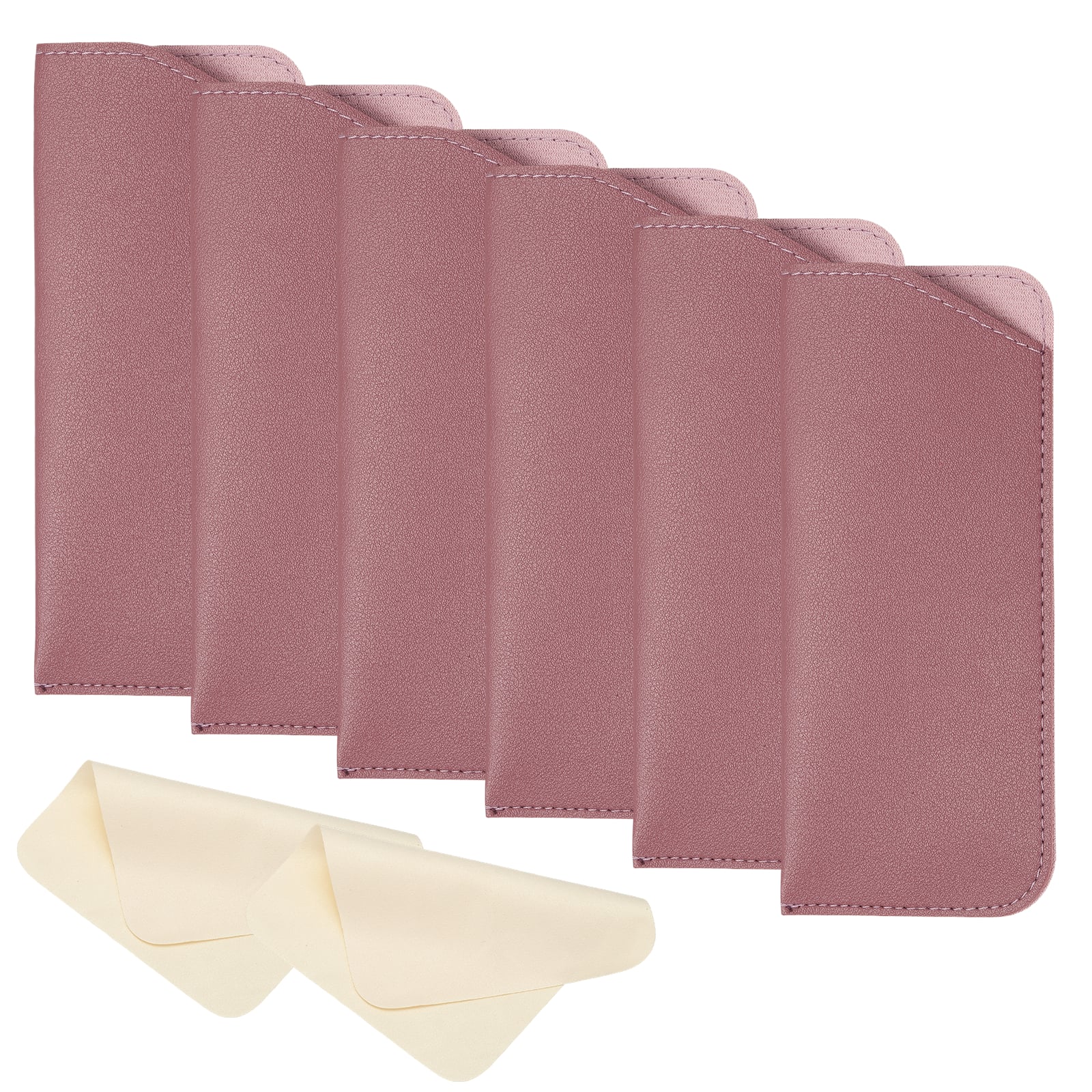 "Unique Bargains - 6pcs Leather Eyeglass Case 3x6.9"" Sleeve Pouch with 2 Cleaning Cloths for Eyewear - Purple" price history on PriceWatchPro