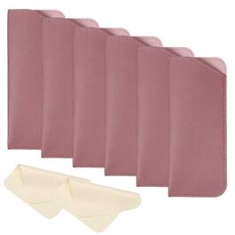 Unique Bargains - 6pcs Leather Eyeglass Case 3x6.9" Sleeve Pouch with 2 Cleaning Cloths for Eyewear - Purple