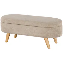 Homcom - Ottoman Bench, 43.3" Upholstered End of Bed Bench with Wood Legs - Beige