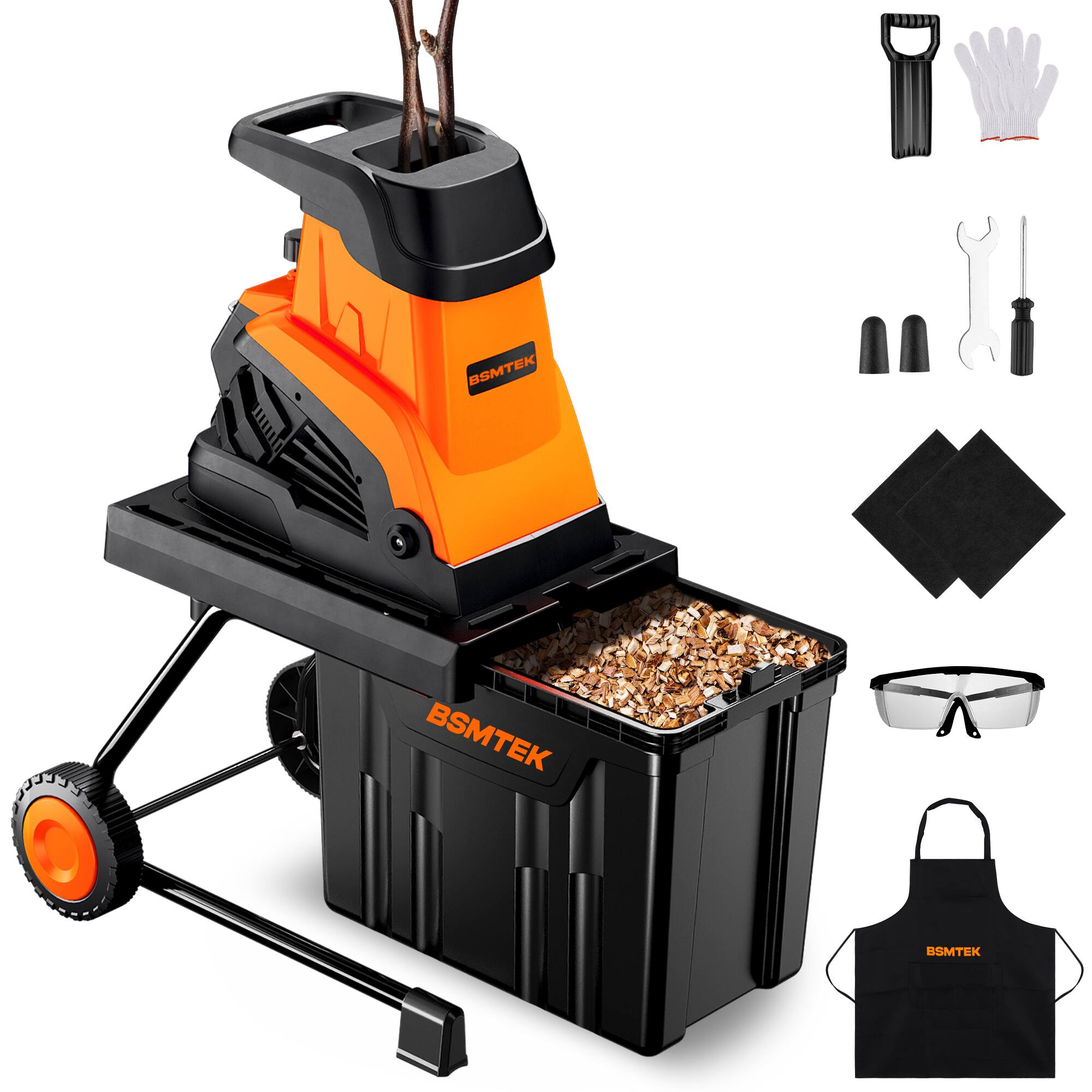 LITEKON 15A Electric Wood Chipper Shredder Mulcher, 1.8 in Cutting ...