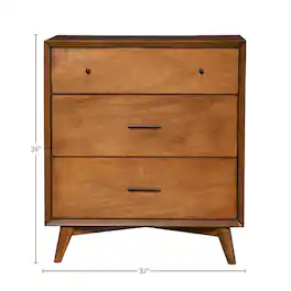 Alpine Furniture - Flynn Mid Century Modern 3 Drawer Small Chest - Acorn