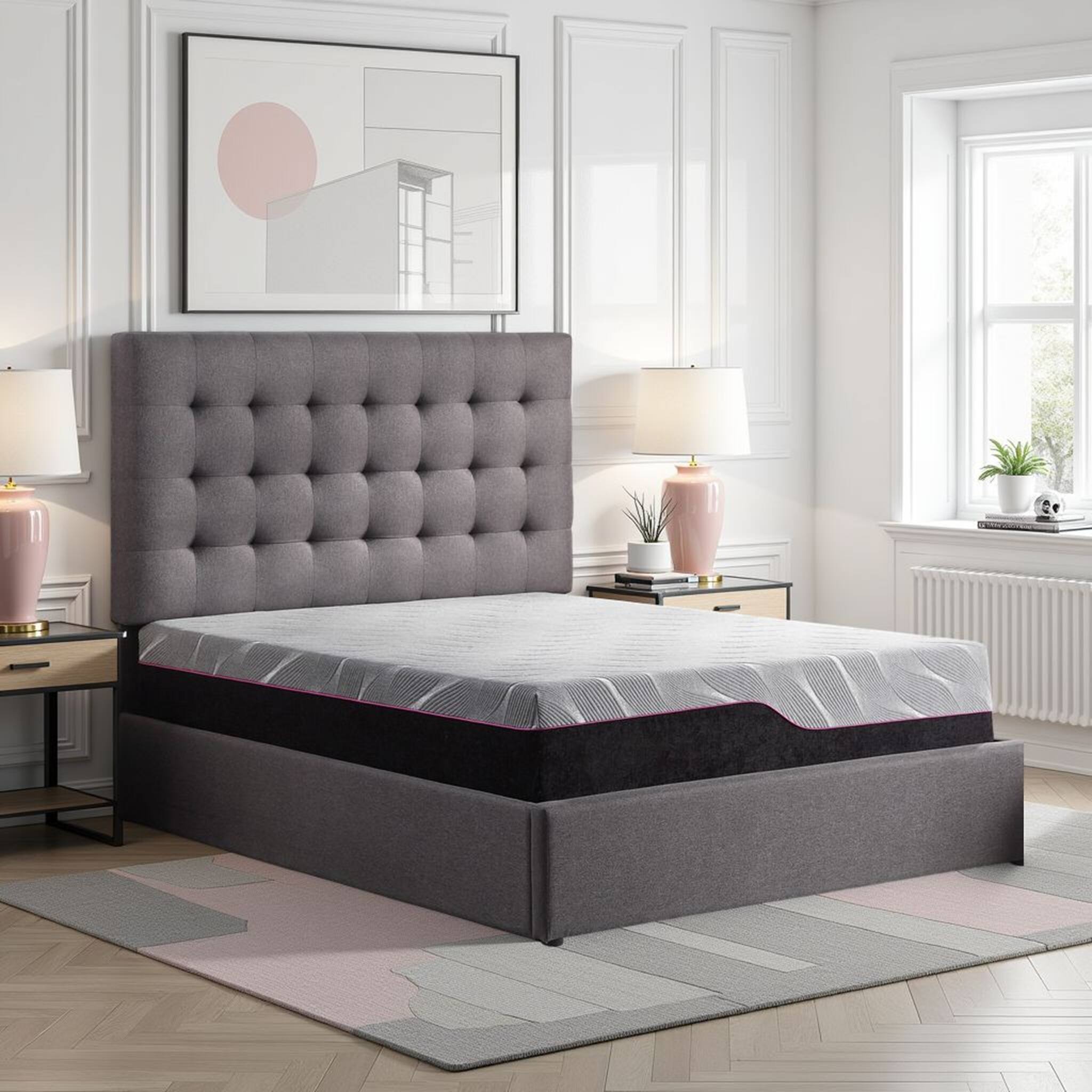 Front. Glintex - King 11 Inch Cooling Gel Memory Foam Mattress for Adults - Grey.