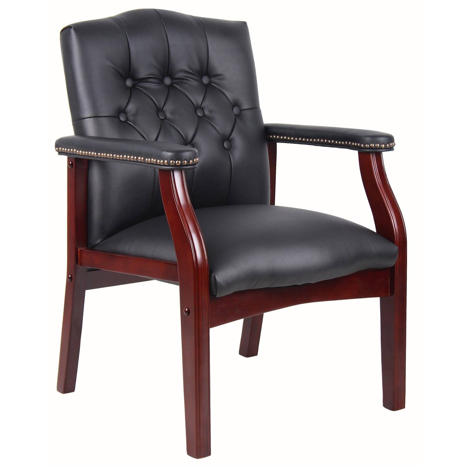 Back. GOODSILO - Boss Office Products Ivy League Guest Chair - Traditional Reception Chair - Black.