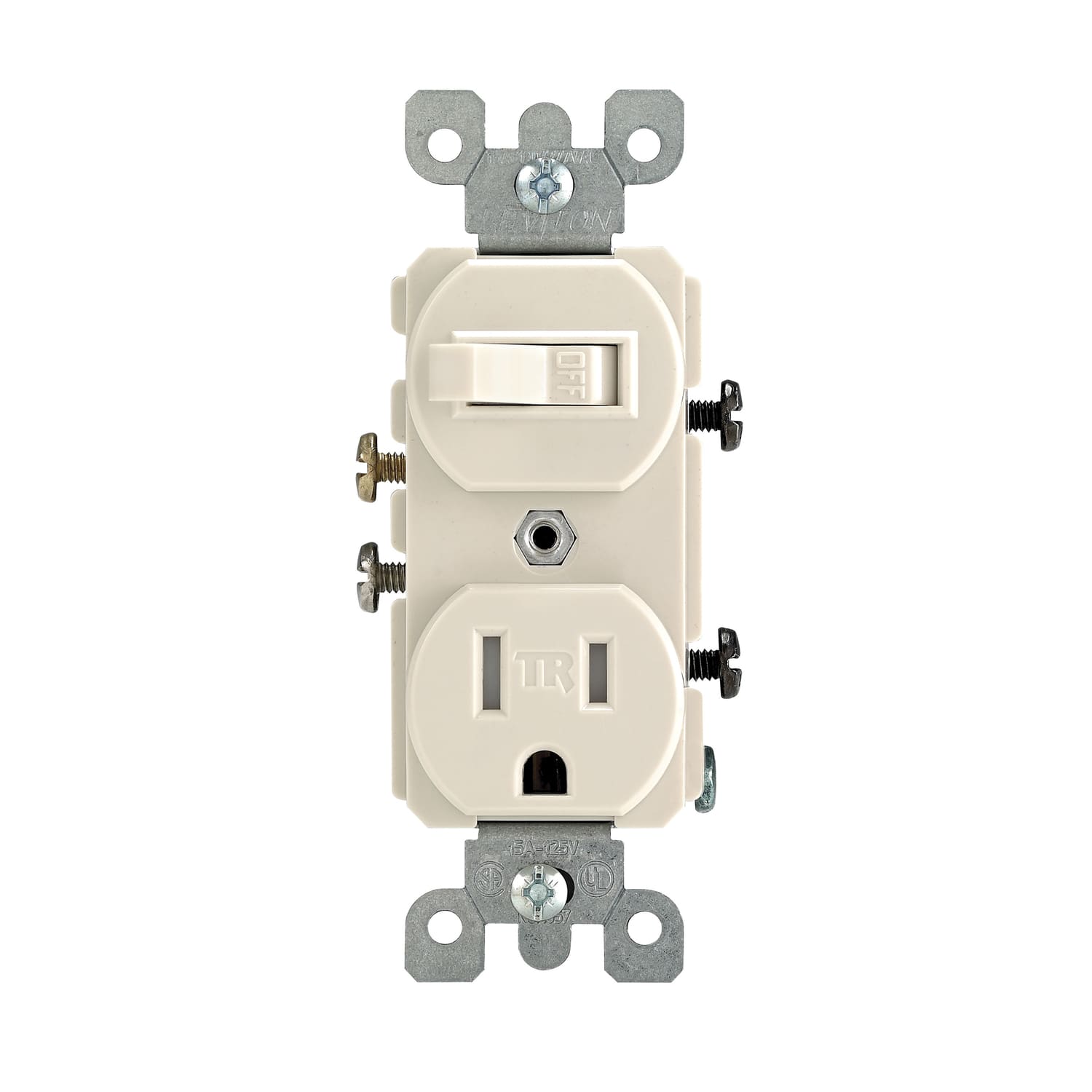 Leviton - 15 amps 125 V Duplex Combination Switch/Outlet 5 15R 1 pk - Light Almond