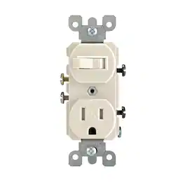 Leviton - 15 amps 125 V Duplex Combination Switch/Outlet 5 15R 1 pk - Light Almond