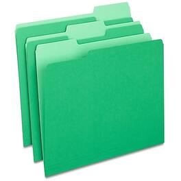Staples - File Folders, 1/3-Cut Tab, Letter Size, 100/Box (ST224543-CC) - Green