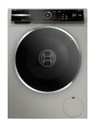 Bosch - 800 Series 2.4 Cu. Ft. High-Efficiency Stackable Smart Front Load Washer with Steam and 4D Wash System - Pearl steel - Front_Zoom