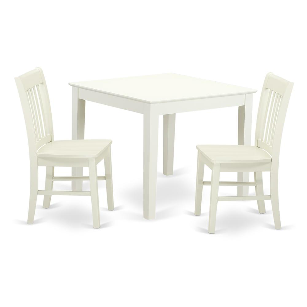 Back. East West Furniture - Dining Room Set Linen White - Brown.