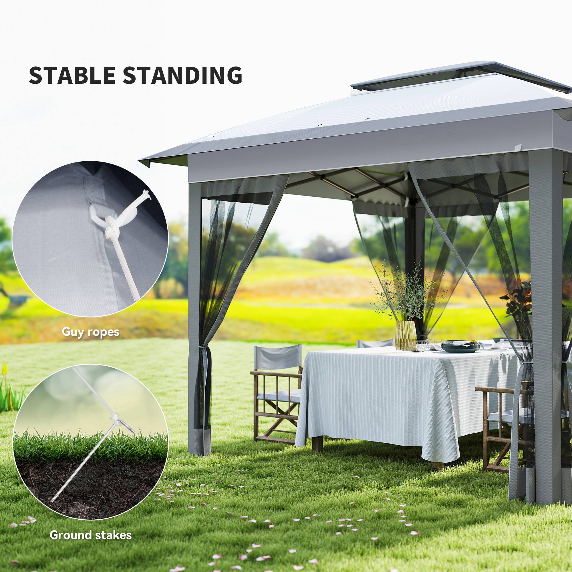 STABLE STANDING

Guy ropes

Ground stakes