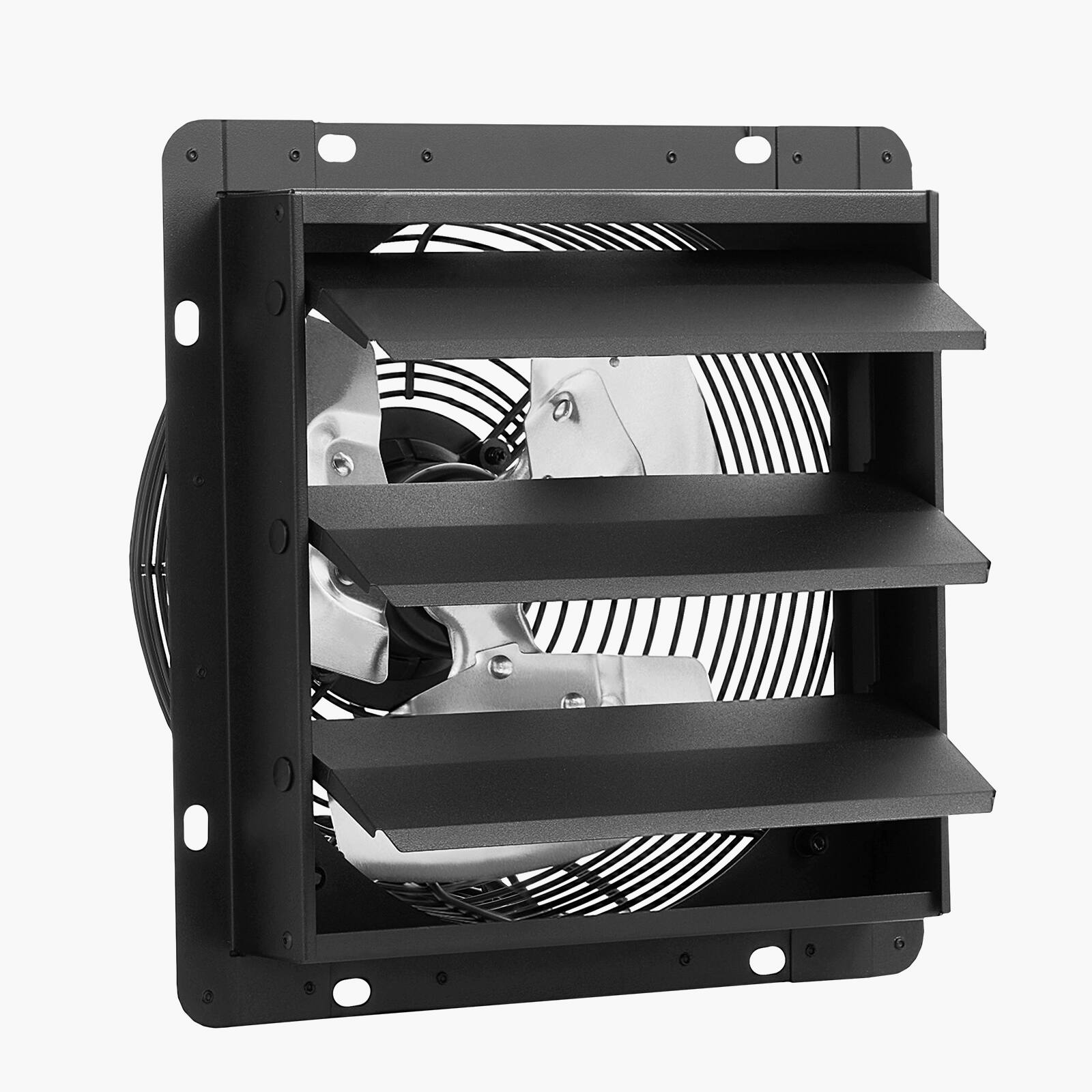 Alt View 5. VEVOR - 12 inch Shutter Exhaust Fan, Wall Mounted Attic Vent Fan with Smart Programming Variable Speed Temperature Control - Black.