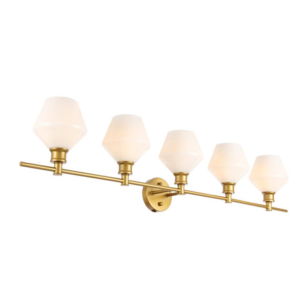 Alt View 4. Living District - Gene 5 light Brass and Frosted white glass Wall sconce - Brass And Frosted White Glass.