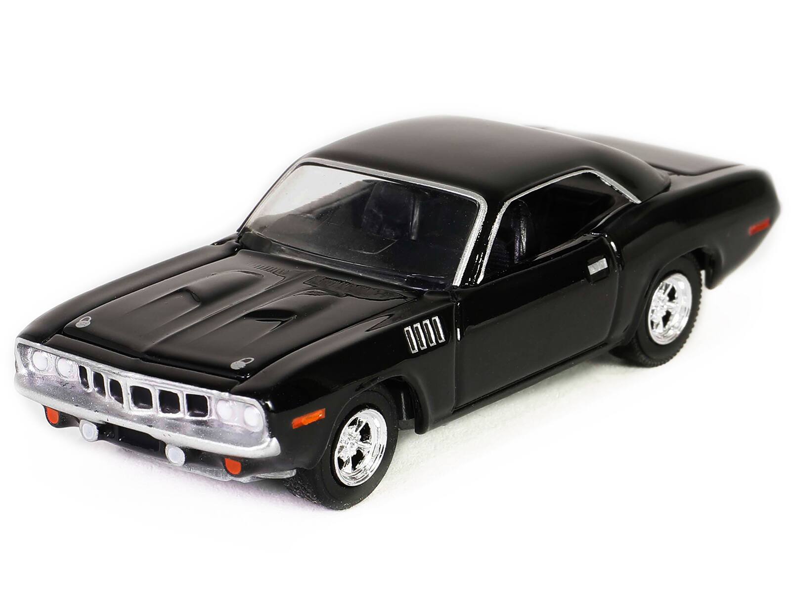 Angle. Greenlight - Plymouth Barracuda Black "John Wick: Chapter 4" (2023) Movie "Hollywood Series" Release 41 1/64 - Black.